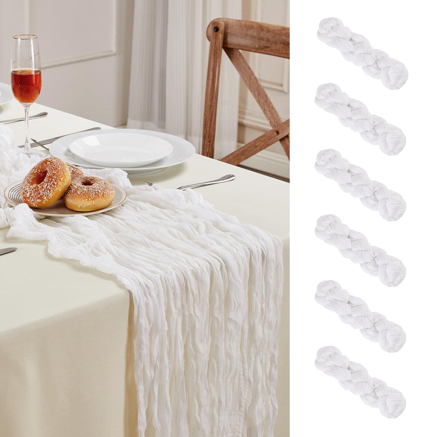 Sage Green Cheesecloth Table Runner 10FT Long Boho Gauze Table Runner Rustic Sheer Runner for Wedding Bridal Baby Shower Birthday Party Table Decor Thanksgiving Christmas Decorations