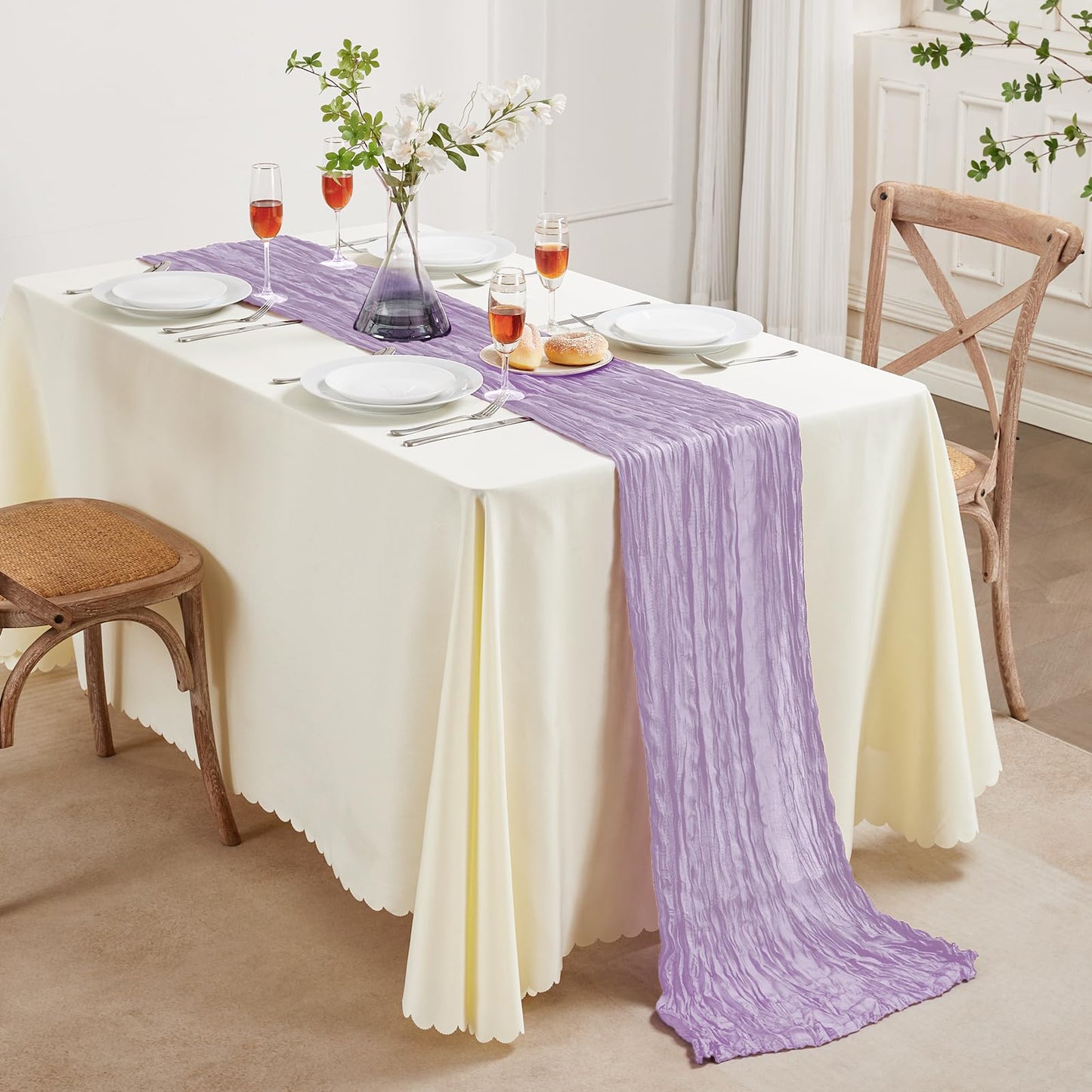 Sage Green Cheesecloth Table Runner 10FT Long Boho Gauze Table Runner Rustic Sheer Runner for Wedding Bridal Baby Shower Birthday Party Table Decor Thanksgiving Christmas Decorations