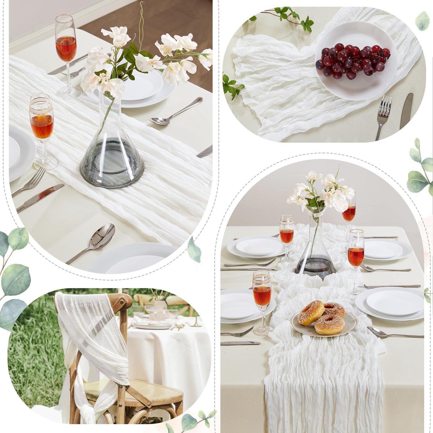 Sage Green Cheesecloth Table Runner 10FT Long Boho Gauze Table Runner Rustic Sheer Runner for Wedding Bridal Baby Shower Birthday Party Table Decor Thanksgiving Christmas Decorations