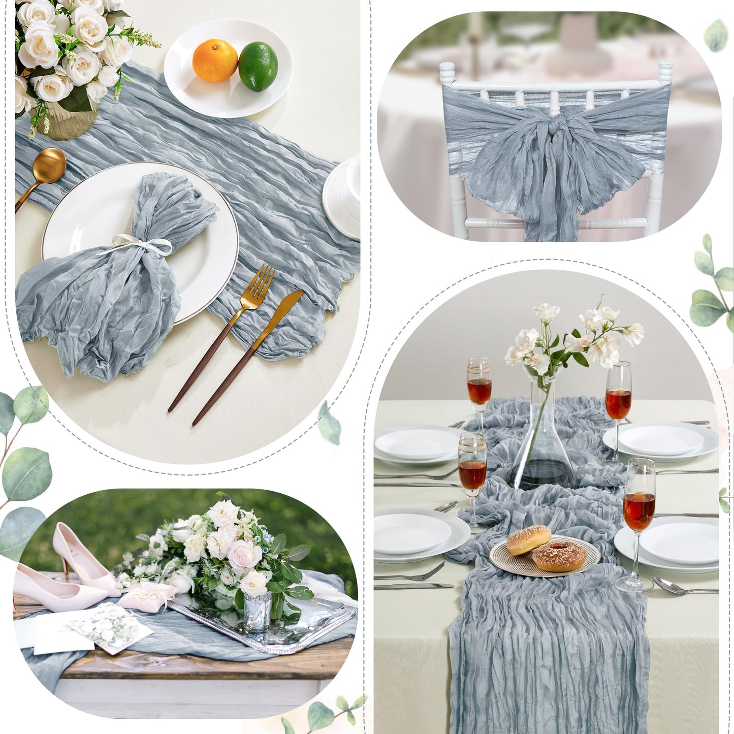 Sage Green Cheesecloth Table Runner 10FT Long Boho Gauze Table Runner Rustic Sheer Runner for Wedding Bridal Baby Shower Birthday Party Table Decor Thanksgiving Christmas Decorations