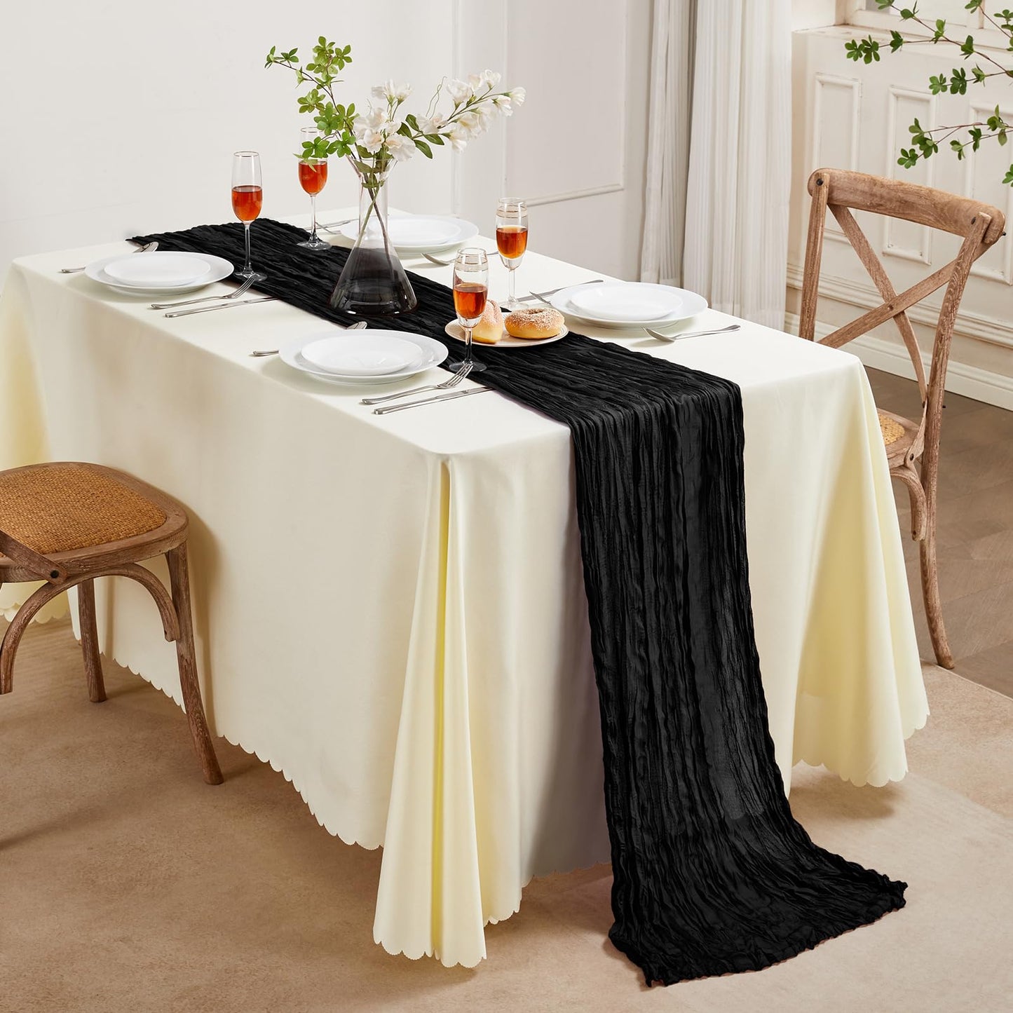 Sage Green Cheesecloth Table Runner 10FT Long Boho Gauze Table Runner Rustic Sheer Runner for Wedding Bridal Baby Shower Birthday Party Table Decor Thanksgiving Christmas Decorations