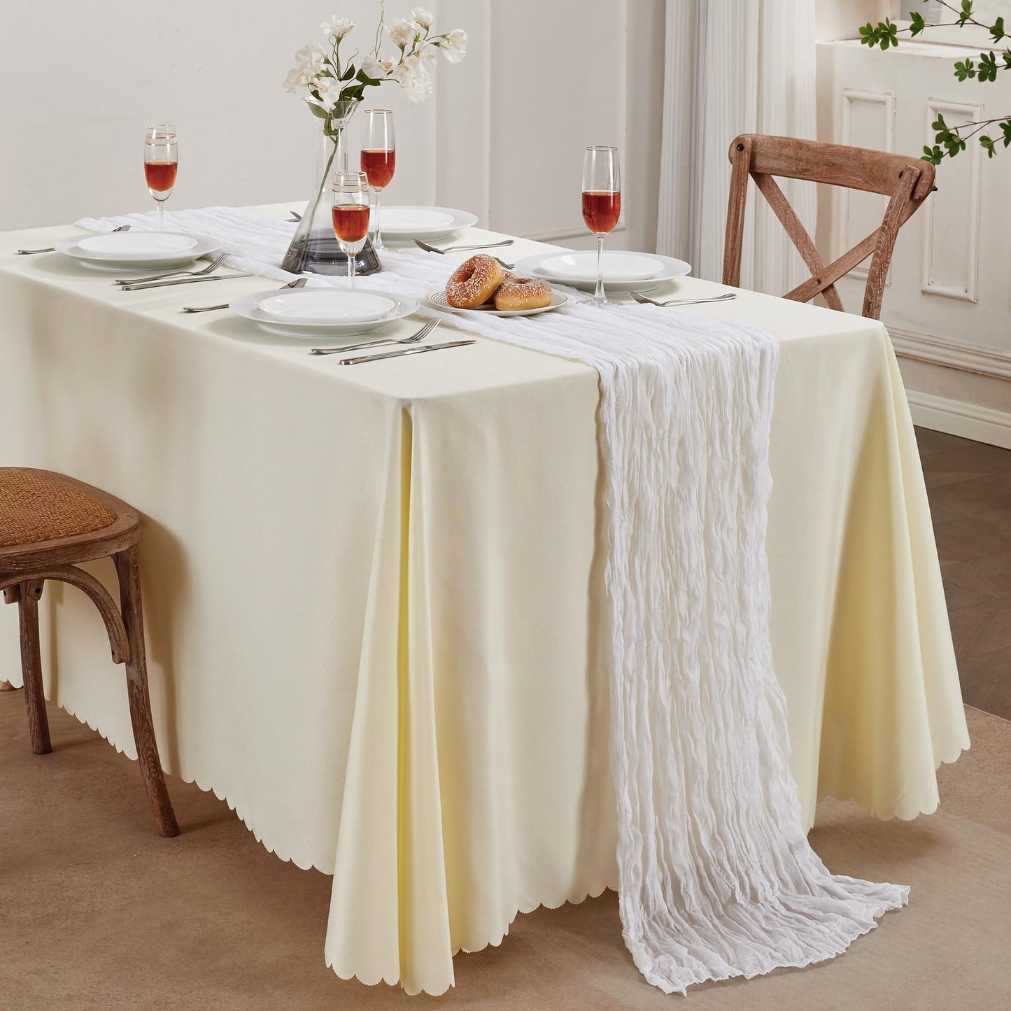 Sage Green Cheesecloth Table Runner 10FT Long Boho Gauze Table Runner Rustic Sheer Runner for Wedding Bridal Baby Shower Birthday Party Table Decor Thanksgiving Christmas Decorations