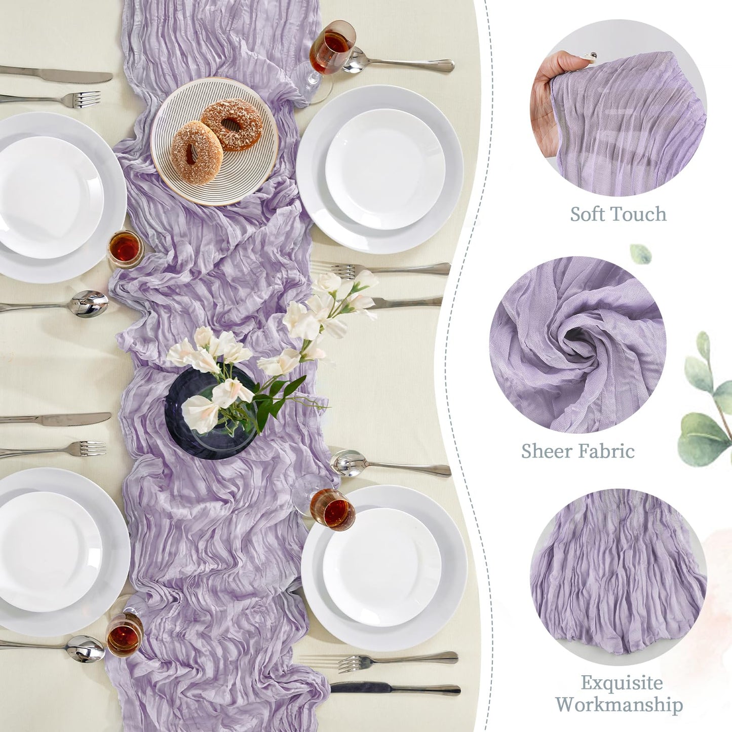 Sage Green Cheesecloth Table Runner 10FT Long Boho Gauze Table Runner Rustic Sheer Runner for Wedding Bridal Baby Shower Birthday Party Table Decor Thanksgiving Christmas Decorations