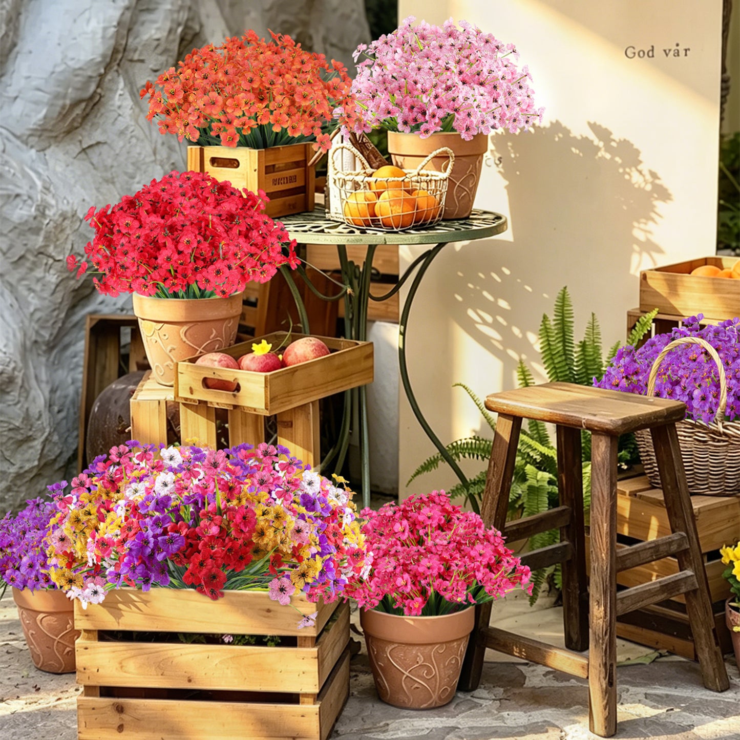 Artificial Flowers for Outdoor,No Fade Fake Plastic Flower Lavender Monkey Grass for Decoration,Faux Plants Hanging Planters Indoor Outside Garden Porch Window Box Home Wedding
