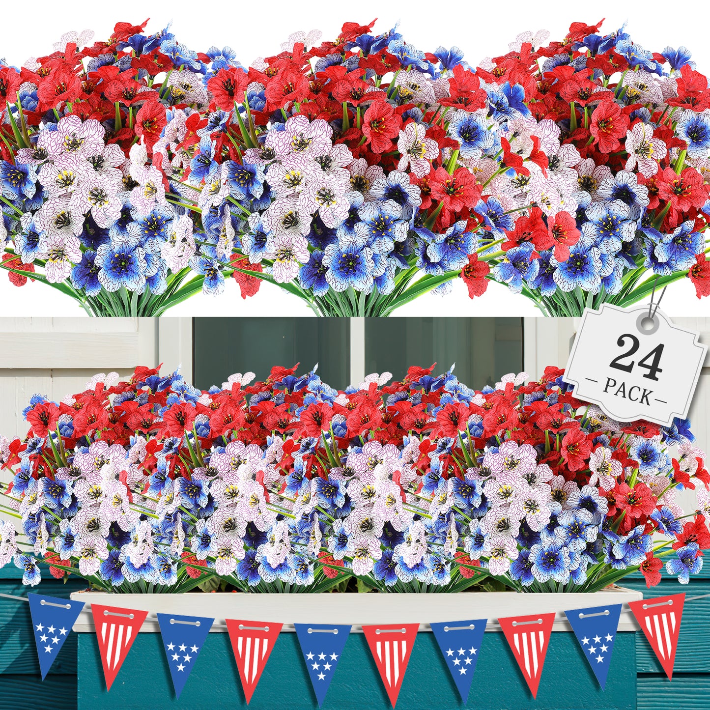 Artificial Flowers for Outdoor,No Fade Fake Plastic Flower Lavender Monkey Grass for Decoration,Faux Plants Hanging Planters Indoor Outside Garden Porch Window Box Home Wedding