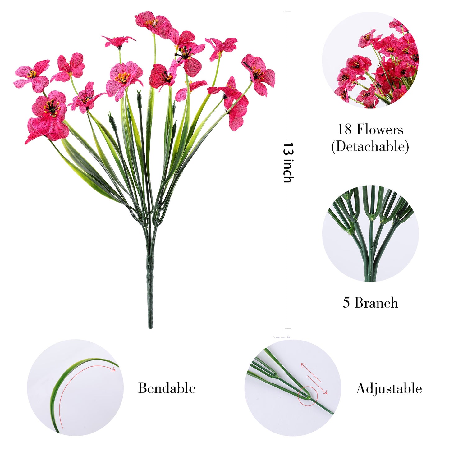 Artificial Flowers for Outdoor,No Fade Fake Plastic Flower Lavender Monkey Grass for Decoration,Faux Plants Hanging Planters Indoor Outside Garden Porch Window Box Home Wedding