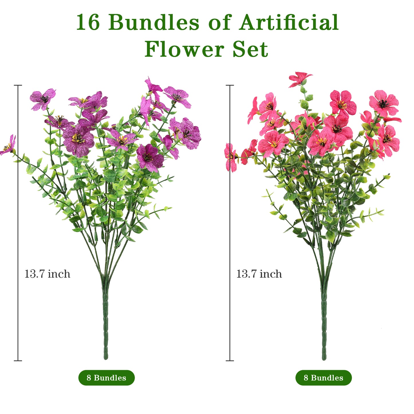 Artificial Flowers for Outdoor,No Fade Fake Plastic Flower Lavender Monkey Grass for Decoration,Faux Plants Hanging Planters Indoor Outside Garden Porch Window Box Home Wedding