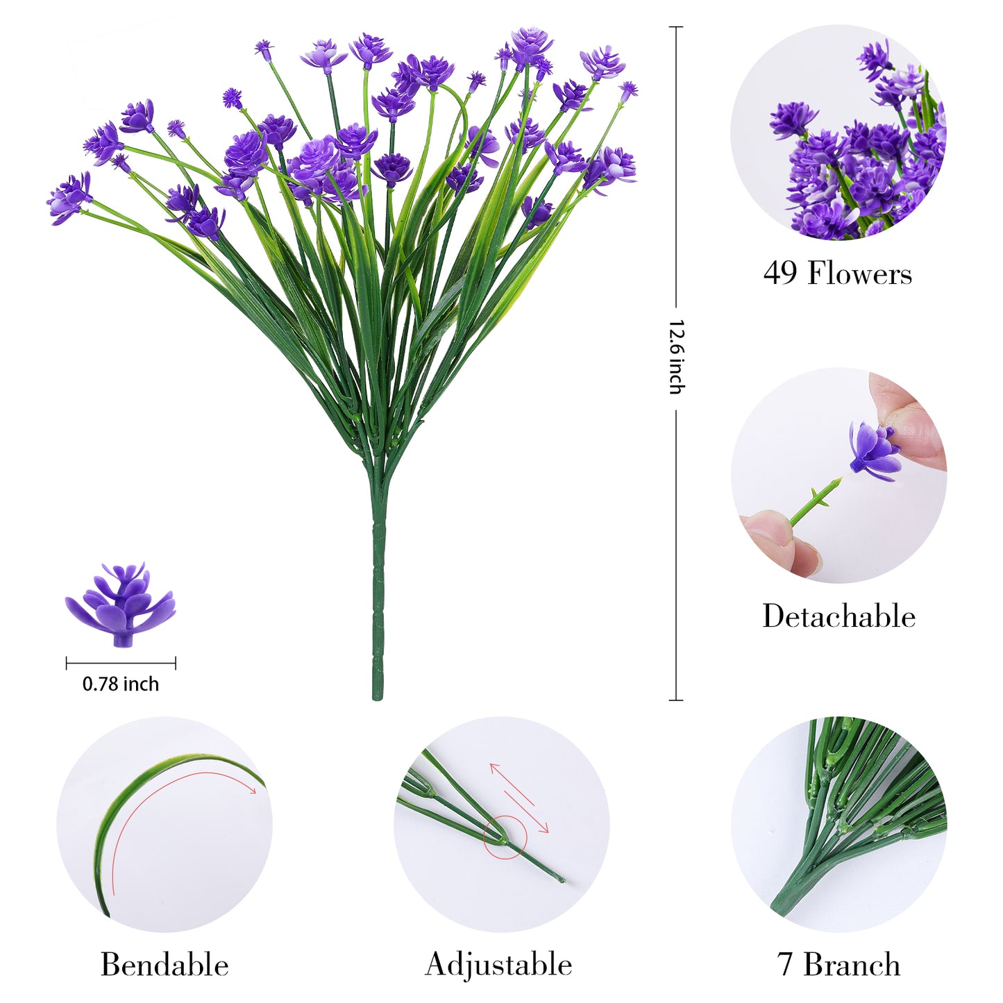 Artificial Flowers for Outdoor,No Fade Fake Plastic Flower Lavender Monkey Grass for Decoration,Faux Plants Hanging Planters Indoor Outside Garden Porch Window Box Home Wedding