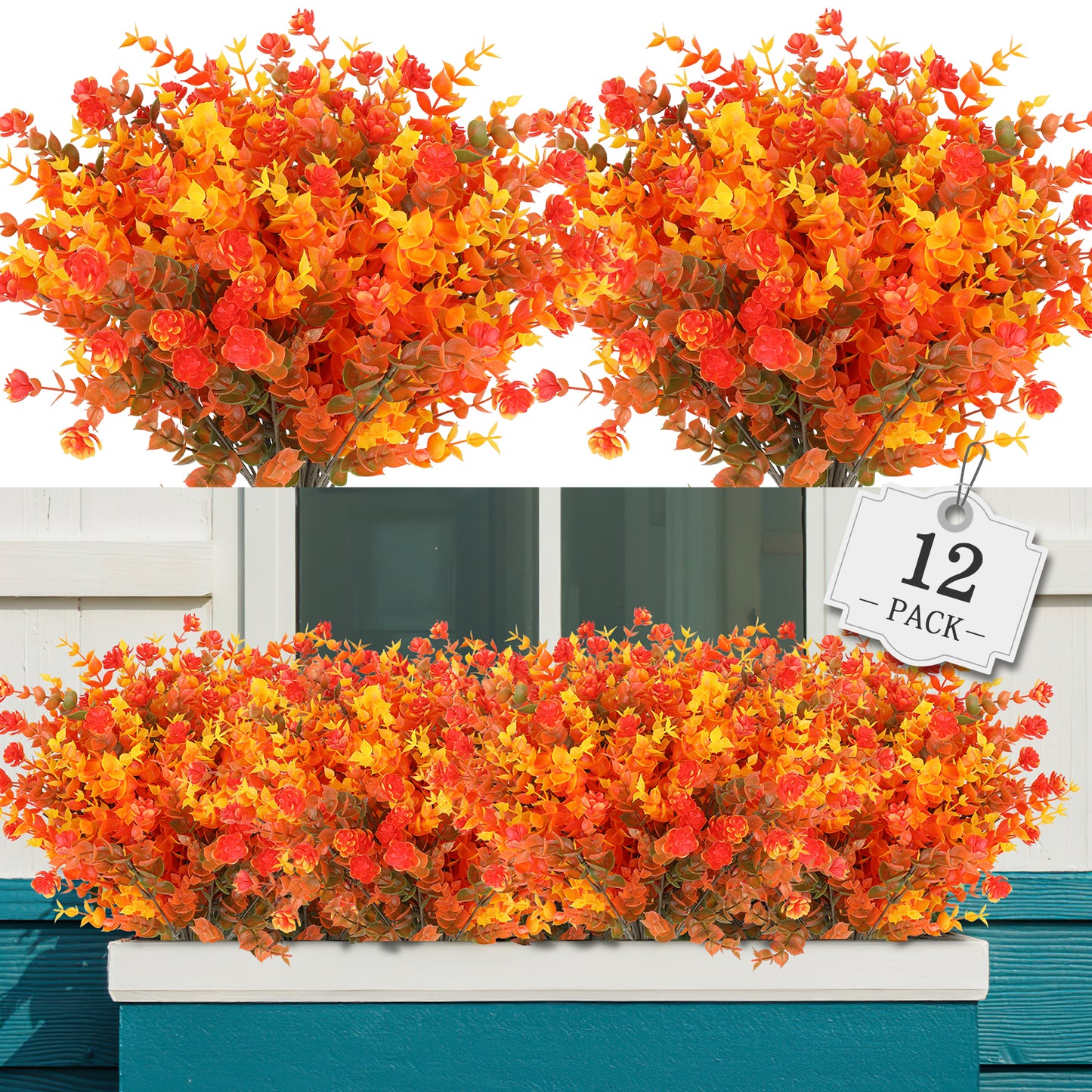 Artificial Flowers for Outdoor,No Fade Fake Plastic Flower Lavender Monkey Grass for Decoration,Faux Plants Hanging Planters Indoor Outside Garden Porch Window Box Home Wedding