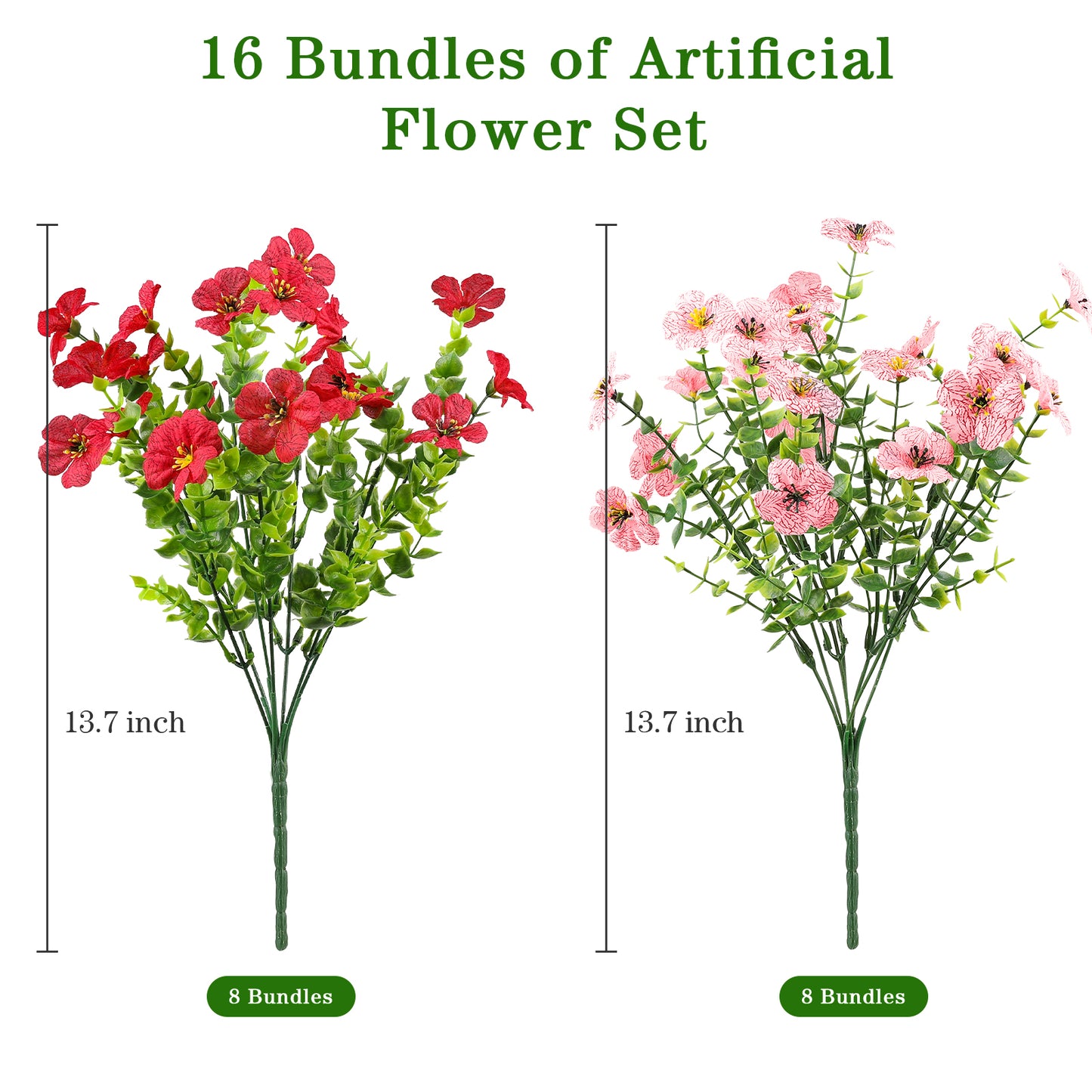 Artificial Flowers for Outdoor,No Fade Fake Plastic Flower Lavender Monkey Grass for Decoration,Faux Plants Hanging Planters Indoor Outside Garden Porch Window Box Home Wedding