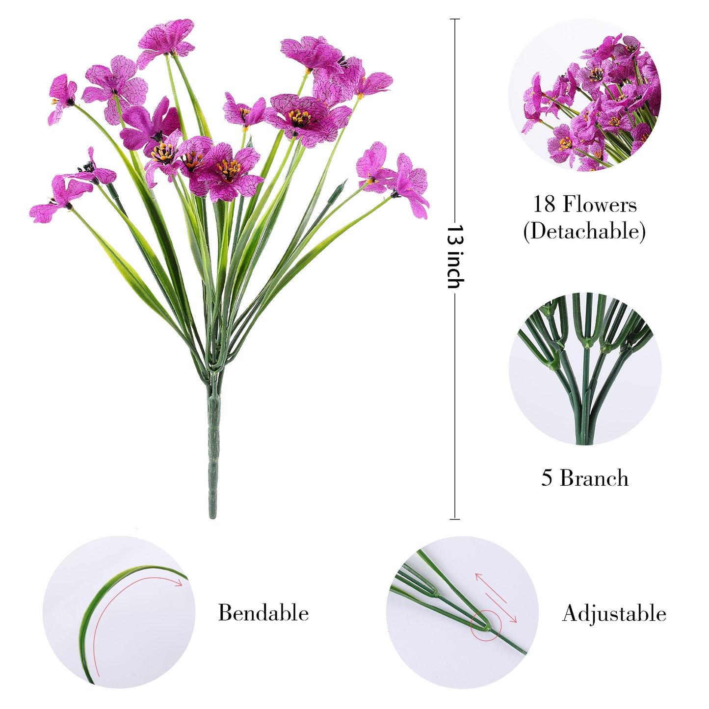 Artificial Flowers for Outdoor,No Fade Fake Plastic Flower Lavender Monkey Grass for Decoration,Faux Plants Hanging Planters Indoor Outside Garden Porch Window Box Home Wedding