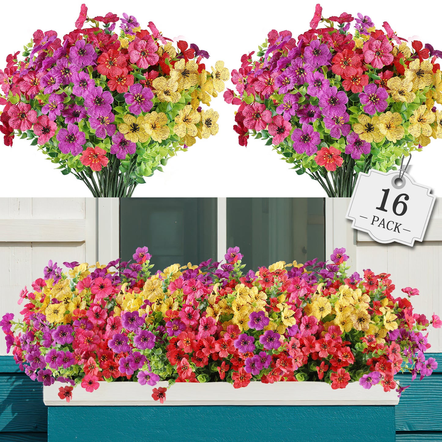 Artificial Flowers for Outdoor,No Fade Fake Plastic Flower Lavender Monkey Grass for Decoration,Faux Plants Hanging Planters Indoor Outside Garden Porch Window Box Home Wedding