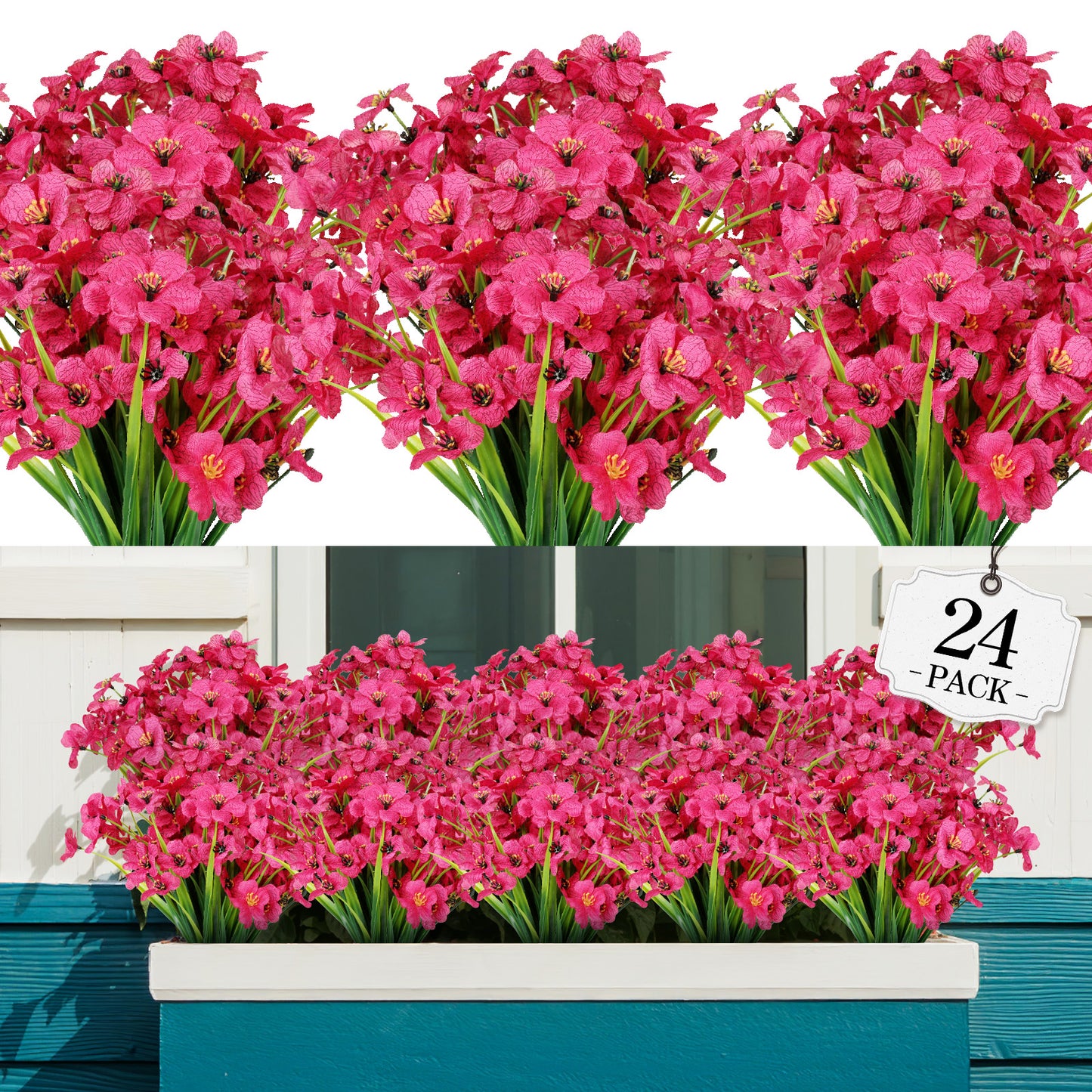 Artificial Flowers for Outdoor,No Fade Fake Plastic Flower Lavender Monkey Grass for Decoration,Faux Plants Hanging Planters Indoor Outside Garden Porch Window Box Home Wedding