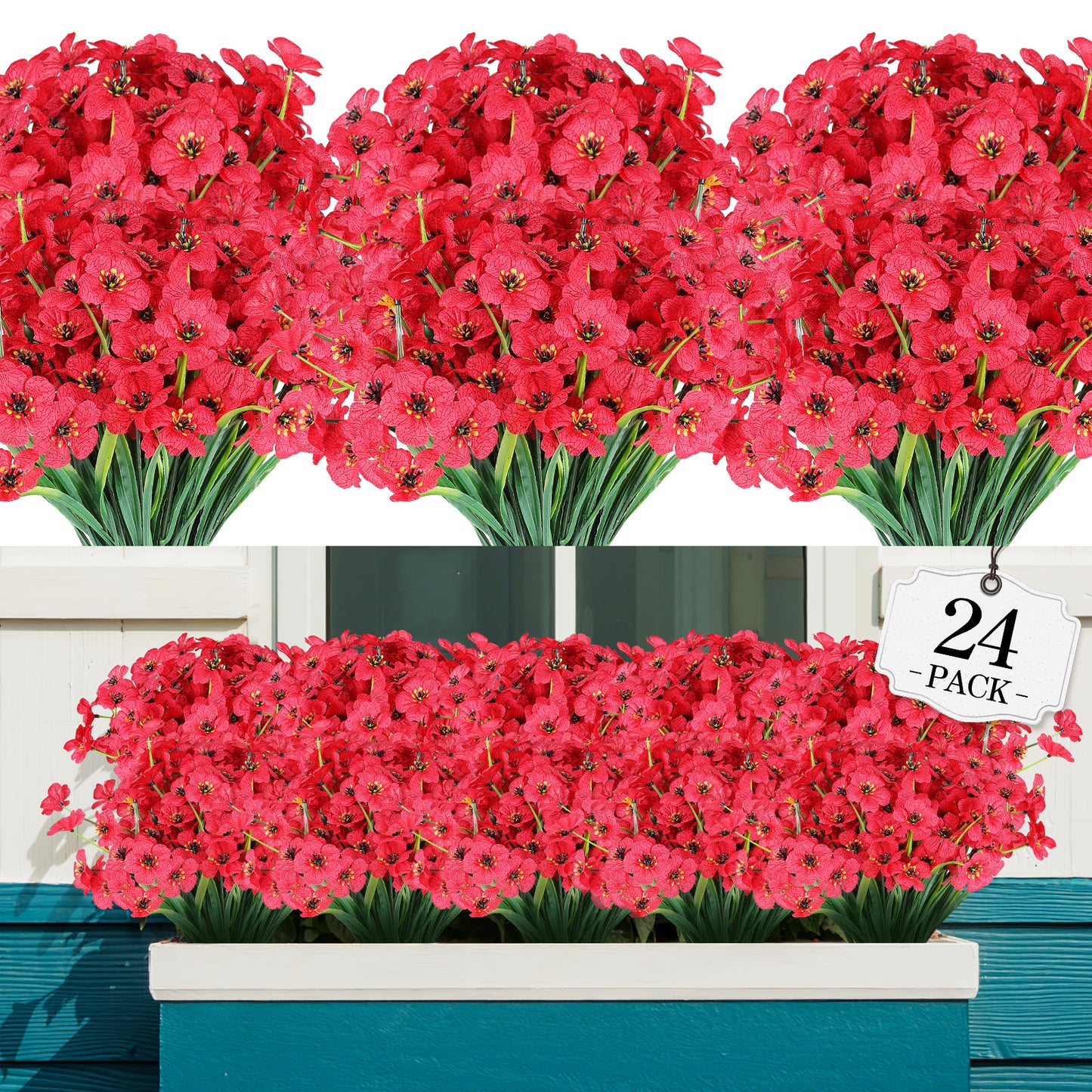 Artificial Flowers for Outdoor,No Fade Fake Plastic Flower Lavender Monkey Grass for Decoration,Faux Plants Hanging Planters Indoor Outside Garden Porch Window Box Home Wedding