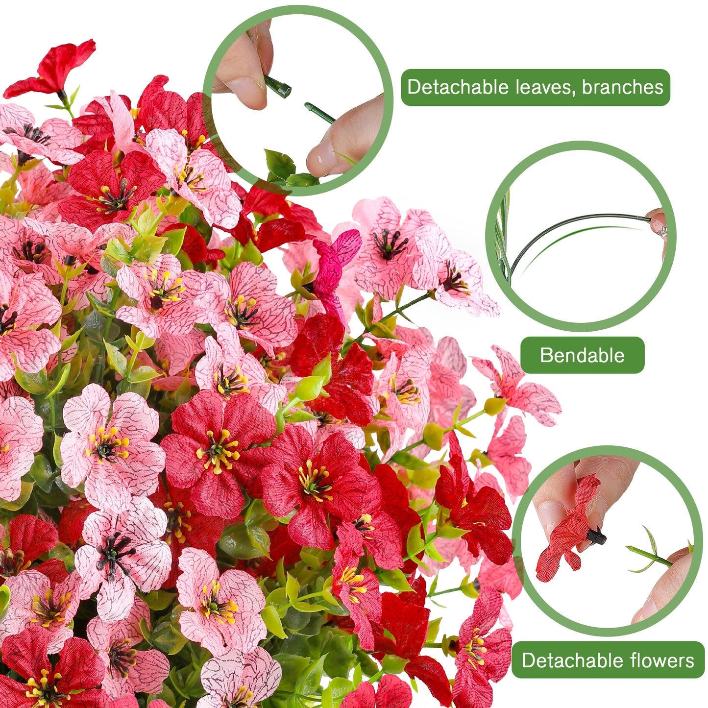 Artificial Flowers for Outdoor,No Fade Fake Plastic Flower Lavender Monkey Grass for Decoration,Faux Plants Hanging Planters Indoor Outside Garden Porch Window Box Home Wedding