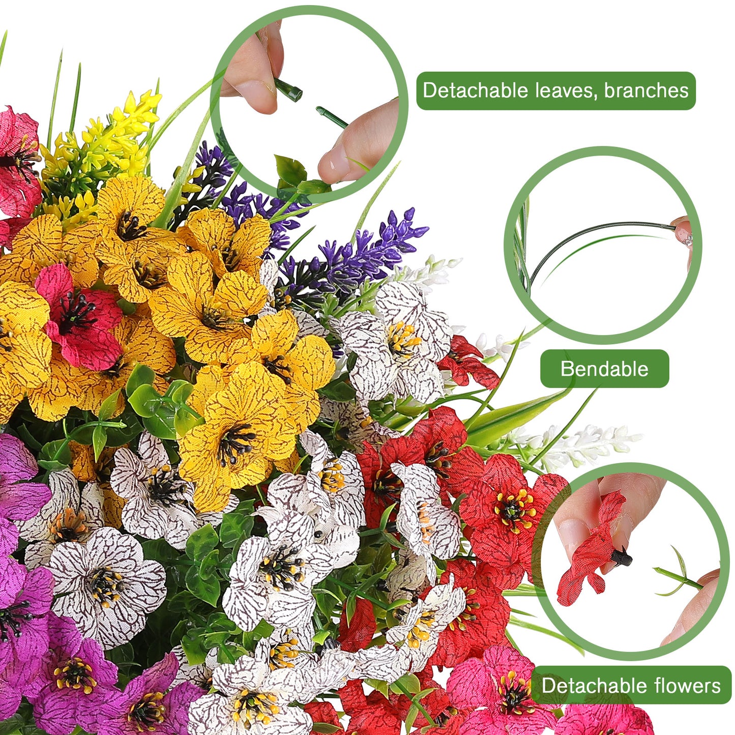 Artificial Flowers for Outdoor,No Fade Fake Plastic Flower Lavender Monkey Grass for Decoration,Faux Plants Hanging Planters Indoor Outside Garden Porch Window Box Home Wedding
