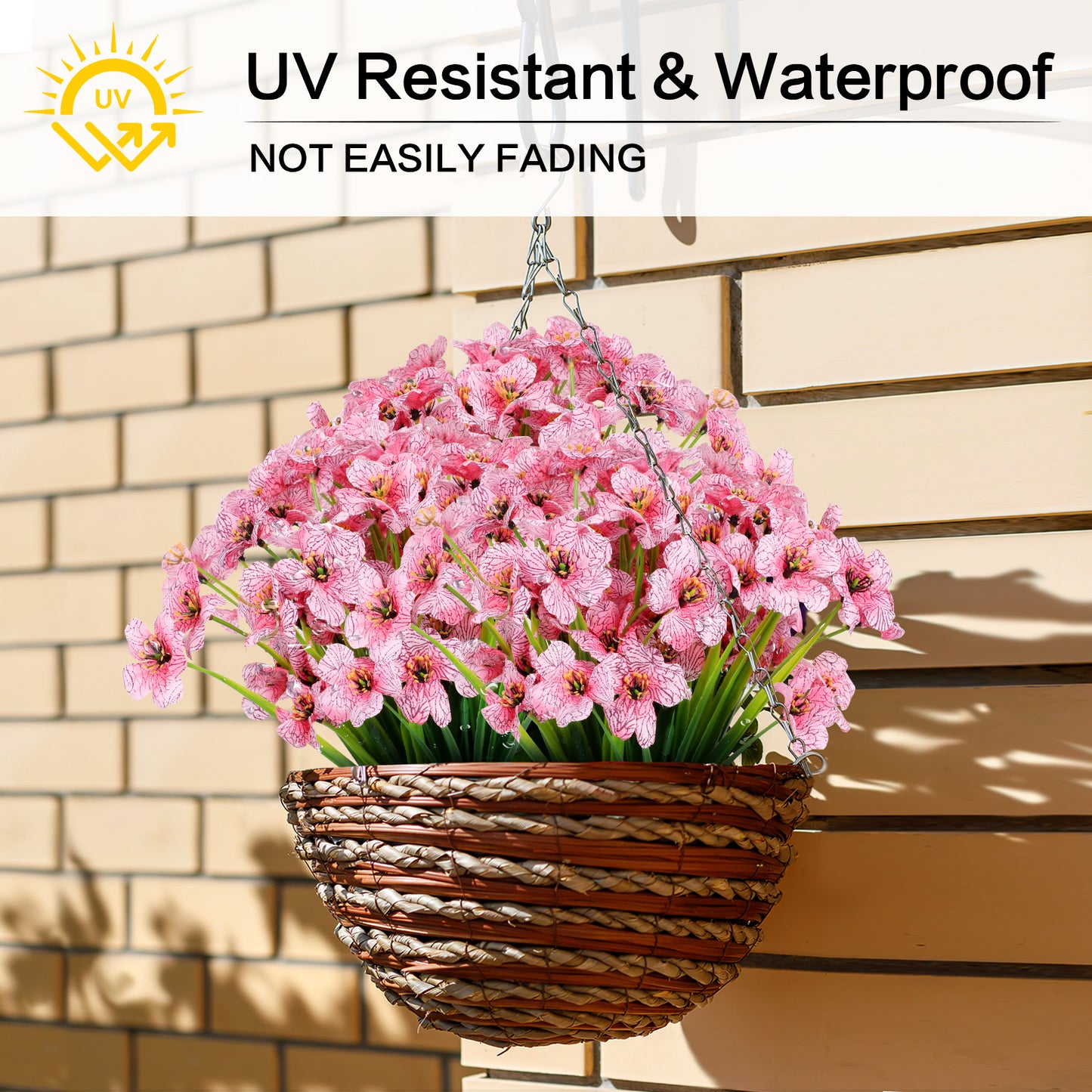 Artificial Flowers for Outdoor,No Fade Fake Plastic Flower Lavender Monkey Grass for Decoration,Faux Plants Hanging Planters Indoor Outside Garden Porch Window Box Home Wedding