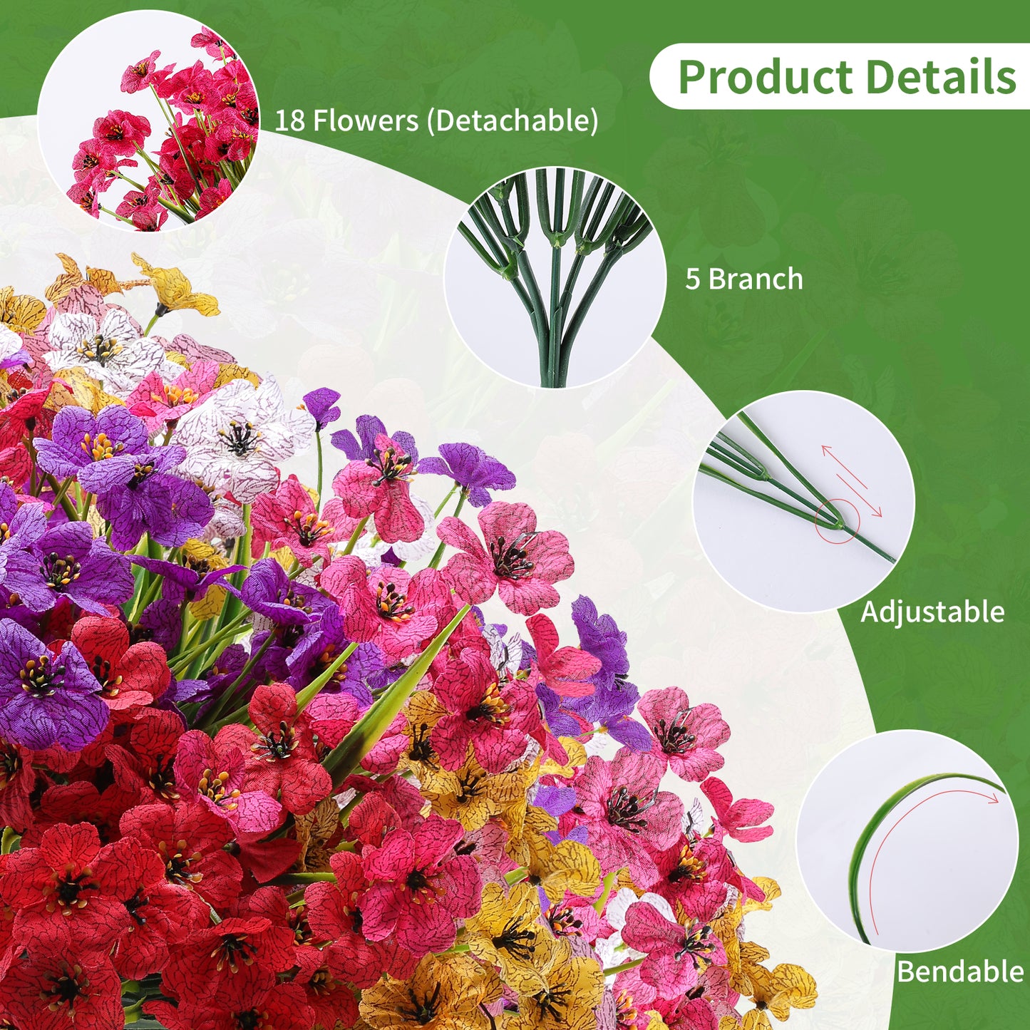 Artificial Flowers for Outdoor,No Fade Fake Plastic Flower Lavender Monkey Grass for Decoration,Faux Plants Hanging Planters Indoor Outside Garden Porch Window Box Home Wedding