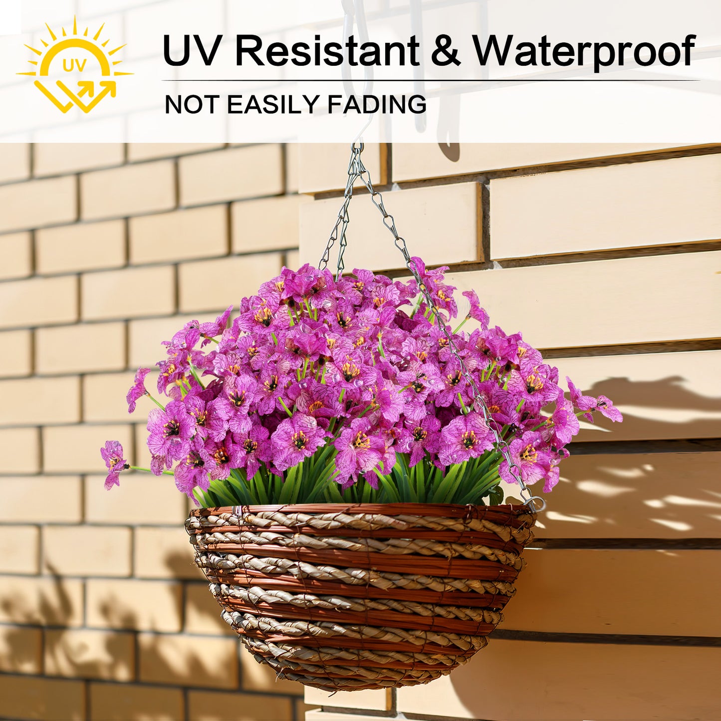 Artificial Flowers for Outdoor,No Fade Fake Plastic Flower Lavender Monkey Grass for Decoration,Faux Plants Hanging Planters Indoor Outside Garden Porch Window Box Home Wedding