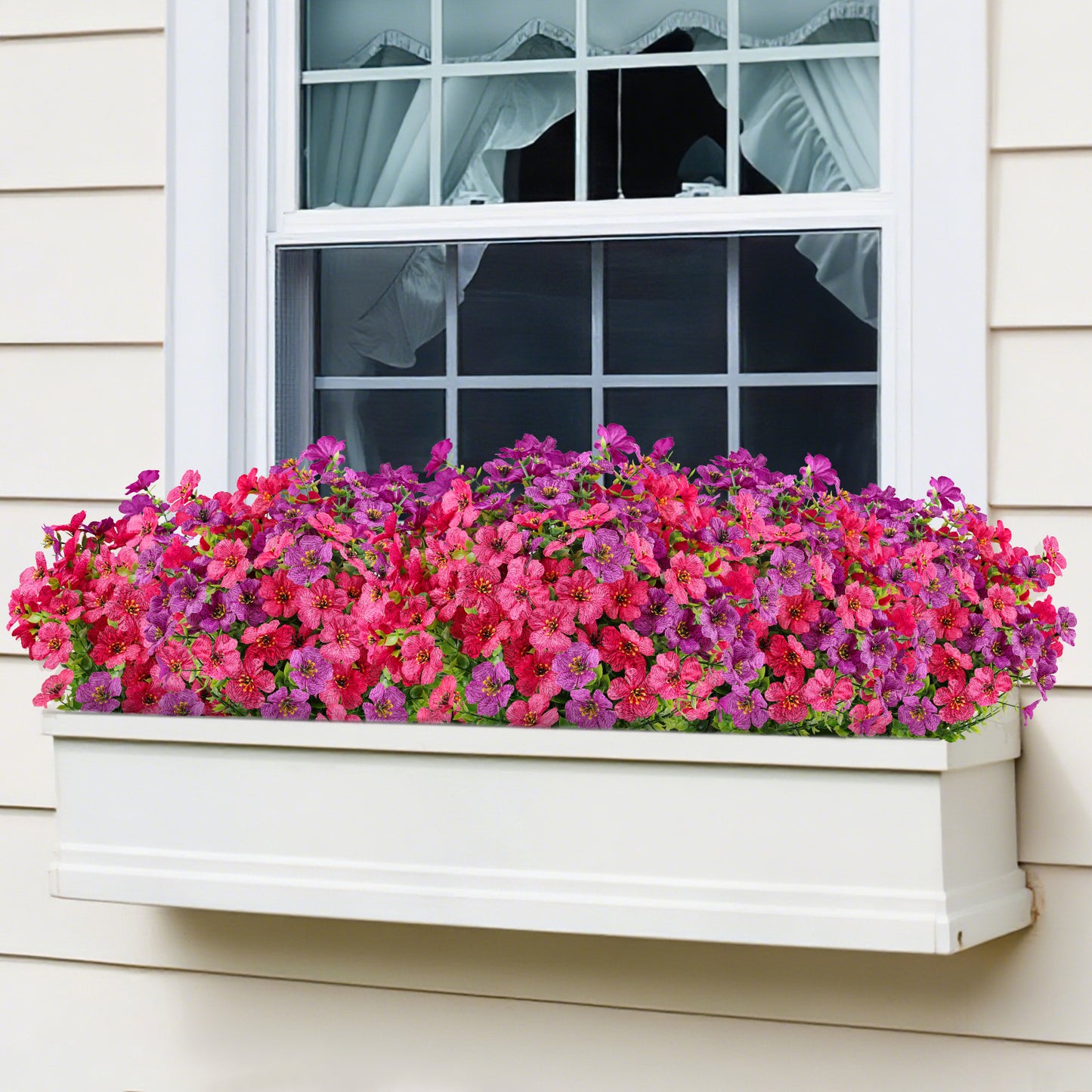 Artificial Flowers for Outdoor,No Fade Fake Plastic Flower Lavender Monkey Grass for Decoration,Faux Plants Hanging Planters Indoor Outside Garden Porch Window Box Home Wedding