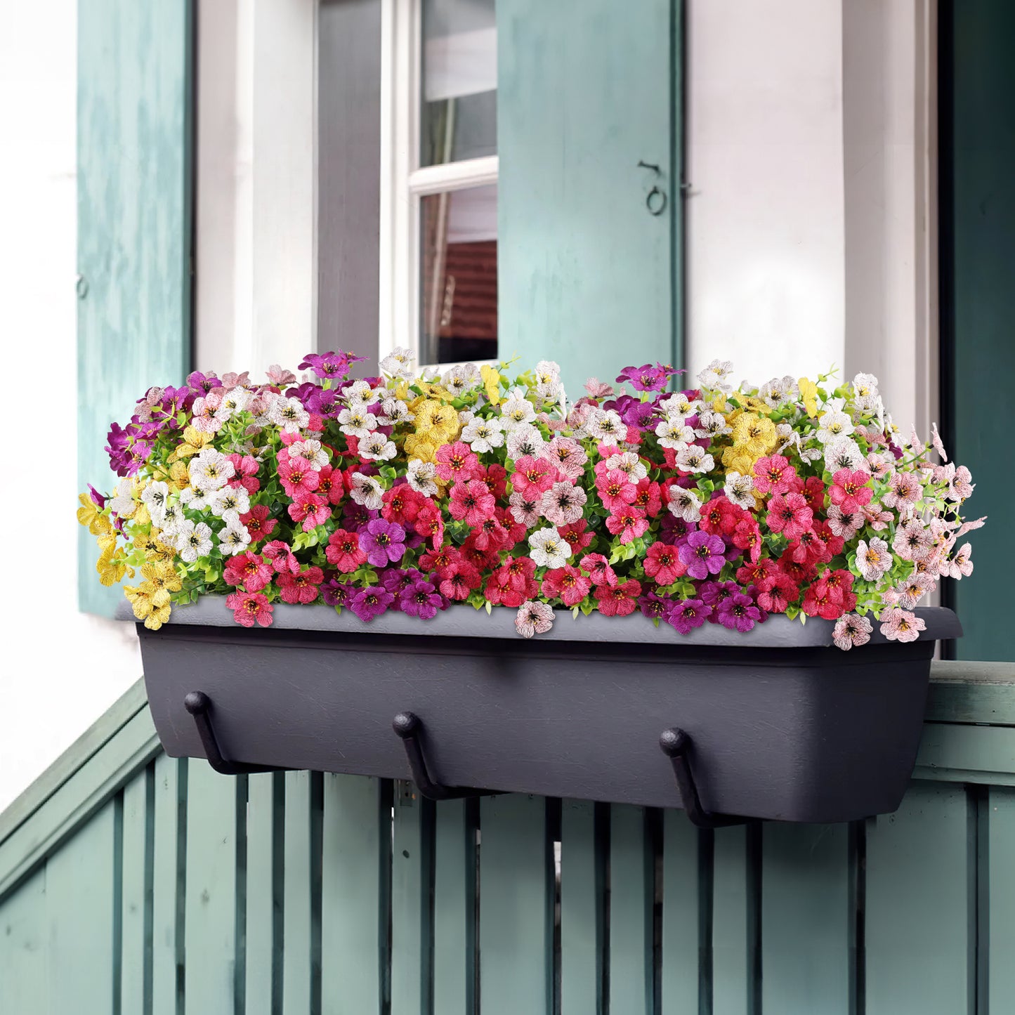 Artificial Flowers for Outdoor,No Fade Fake Plastic Flower Lavender Monkey Grass for Decoration,Faux Plants Hanging Planters Indoor Outside Garden Porch Window Box Home Wedding