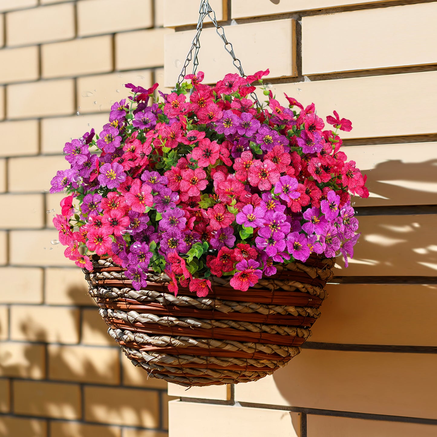 Artificial Flowers for Outdoor,No Fade Fake Plastic Flower Lavender Monkey Grass for Decoration,Faux Plants Hanging Planters Indoor Outside Garden Porch Window Box Home Wedding