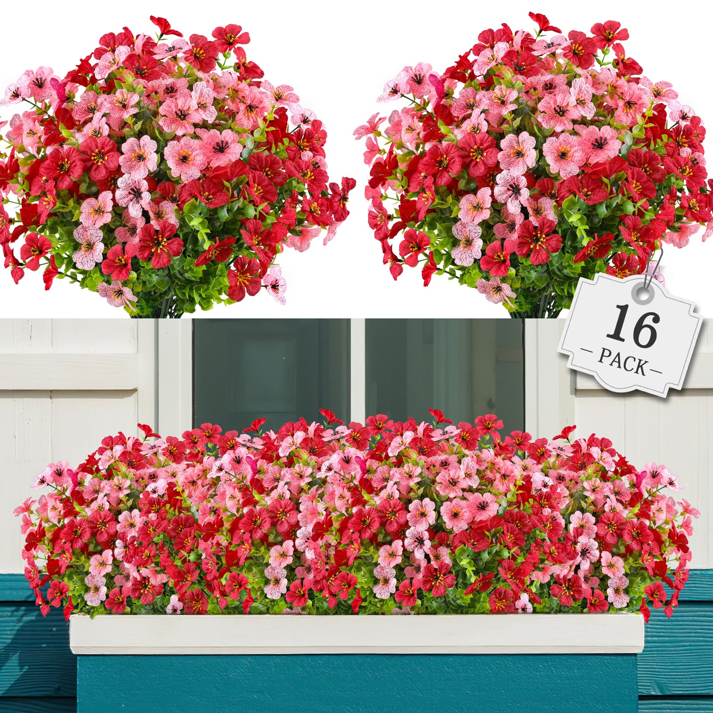 Artificial Flowers for Outdoor,No Fade Fake Plastic Flower Lavender Monkey Grass for Decoration,Faux Plants Hanging Planters Indoor Outside Garden Porch Window Box Home Wedding