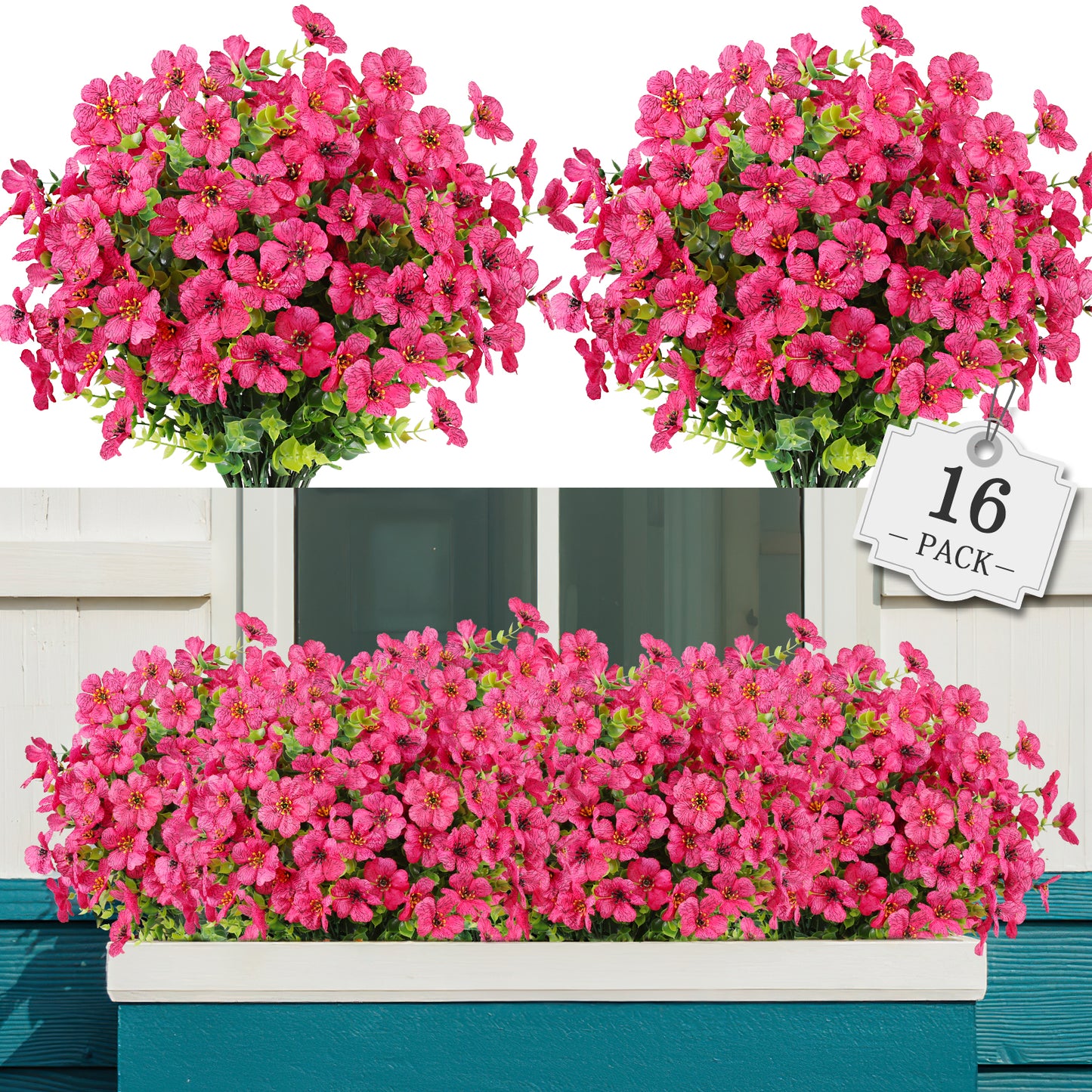 Artificial Flowers for Outdoor,No Fade Fake Plastic Flower Lavender Monkey Grass for Decoration,Faux Plants Hanging Planters Indoor Outside Garden Porch Window Box Home Wedding