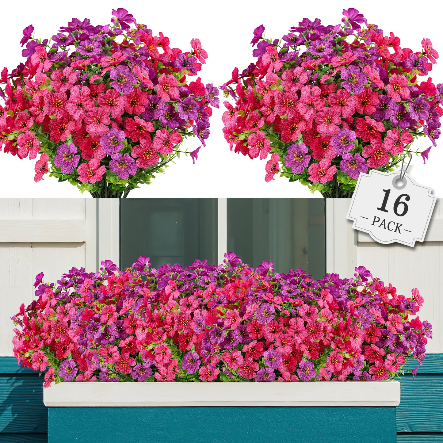 Artificial Flowers for Outdoor,No Fade Fake Plastic Flower Lavender Monkey Grass for Decoration,Faux Plants Hanging Planters Indoor Outside Garden Porch Window Box Home Wedding