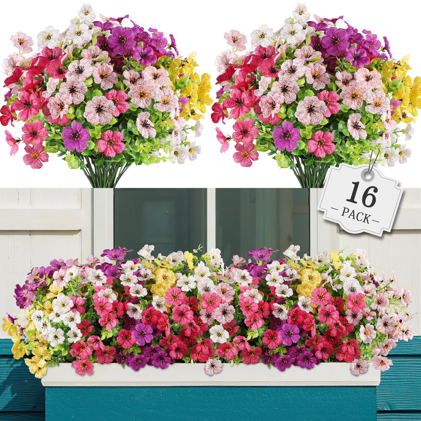 Artificial Flowers for Outdoor,No Fade Fake Plastic Flower Lavender Monkey Grass for Decoration,Faux Plants Hanging Planters Indoor Outside Garden Porch Window Box Home Wedding