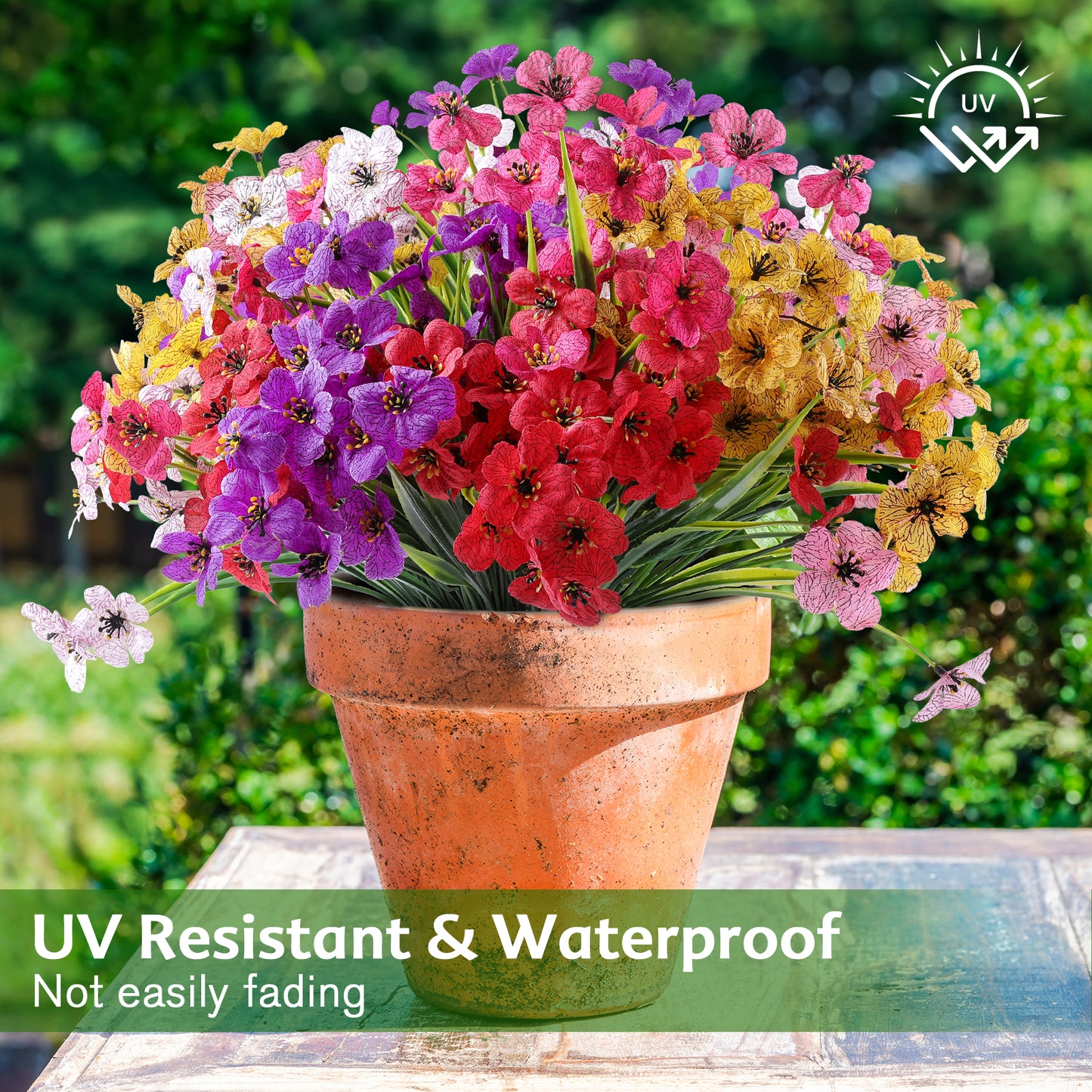 Artificial Flowers for Outdoor,No Fade Fake Plastic Flower Lavender Monkey Grass for Decoration,Faux Plants Hanging Planters Indoor Outside Garden Porch Window Box Home Wedding