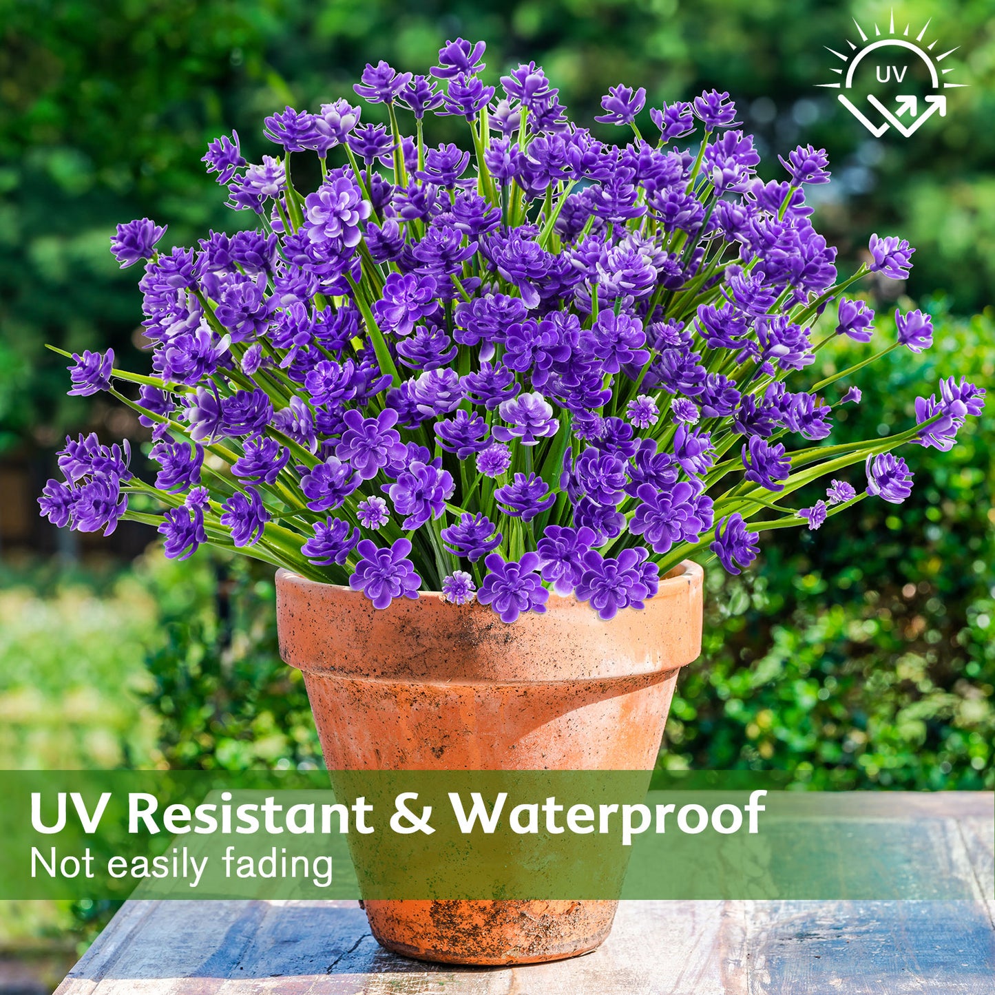 Artificial Flowers for Outdoor,No Fade Fake Plastic Flower Lavender Monkey Grass for Decoration,Faux Plants Hanging Planters Indoor Outside Garden Porch Window Box Home Wedding