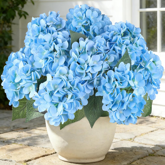 Artificial Hydrangea Flowers for Outdoors, UV Resistant Lifelike Faux Flowers for Spring Indoor Outdoor Garden Patio Porch Balcony Home Decoration Wedding Party Centerpieces