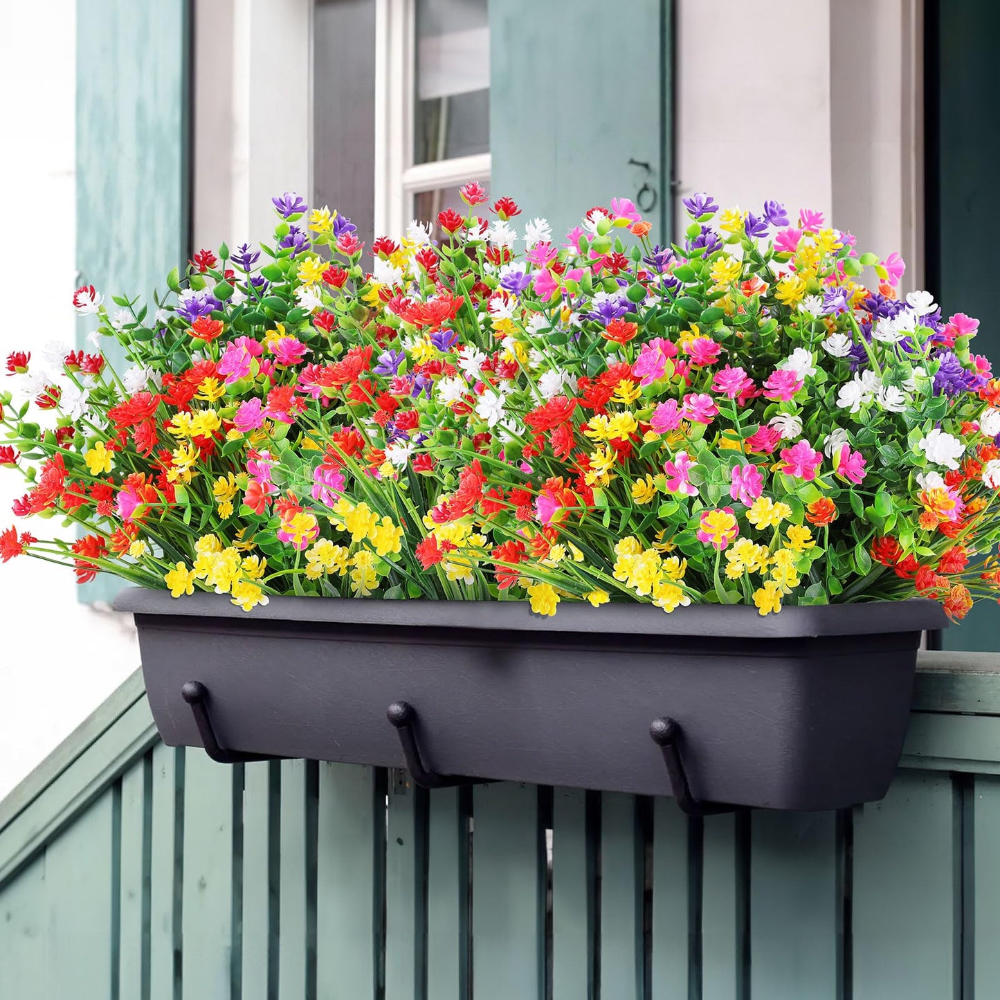 Artificial Flowers for Outdoor,No Fade Fake Plastic Flower Lavender Monkey Grass for Decoration,Faux Plants Hanging Planters Indoor Outside Garden Porch Window Box Home Wedding